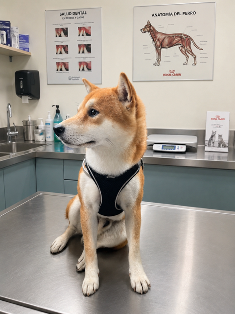 Perro en consulta veterinaria para diagnóstico de síndrome de Cushing